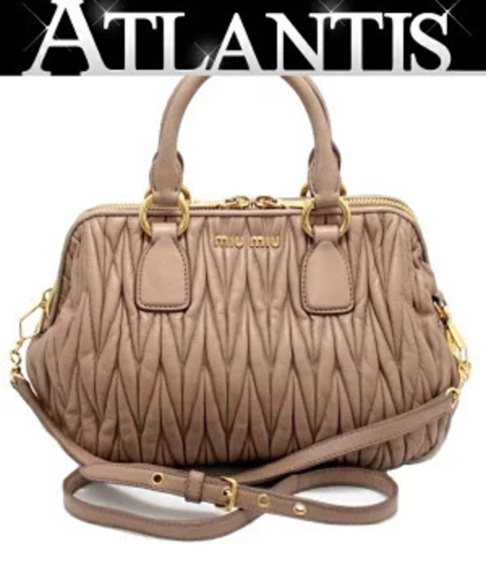 Miu Miu Matelasse Handbag Leather Cameo Beige Cream